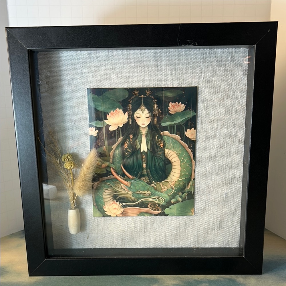 Kuan Yin and the Green Dragon Black Framed Art